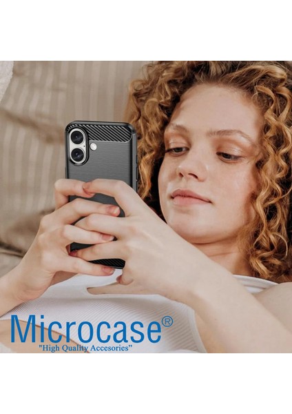 Apple iPhone 16 ile Uyumlu Brushed Carbon Fiber Silikon Kılıf - Siyah AL3332 indirimleri