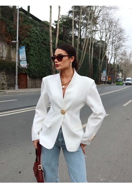 Gold Düğmeli Blazer Ceket