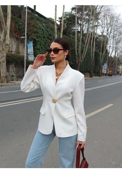 Gold Düğmeli Blazer Ceket