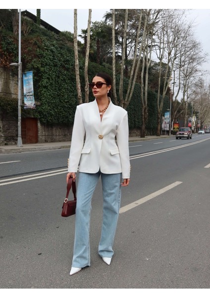 Gold Düğmeli Blazer Ceket