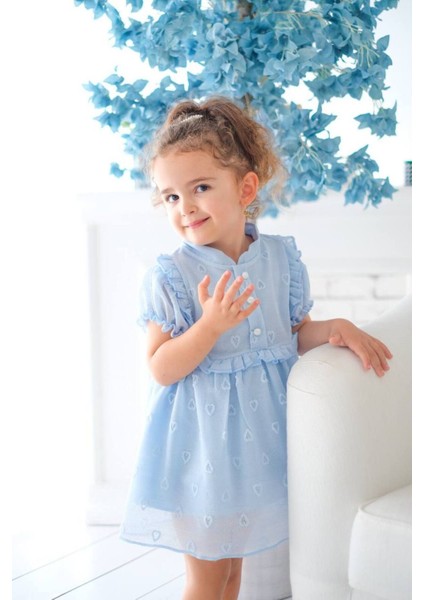 Kalp Detaylı Kız Çocuk Elbise