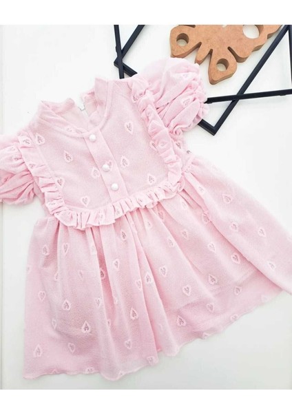 Kalp Detaylı Kız Çocuk Elbise