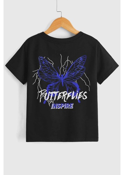 Only Trendwear Çocuk Butterfly & Letter Graphic Pamuklu Tshirt