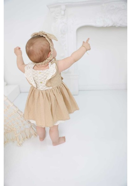 Lema Bandanalı Fistolu Vintage Özelgün Kız Bebek Elbise modelleri