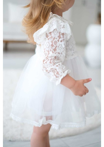 Cindy Güpür Detaylı Tütü Prenses Kız Çocuk Elbise