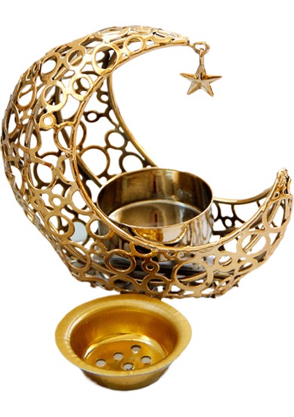 Metal Tütsü Brülör Orta Doğu Arap Festivali Parlak Hilal Siyah Altın Antik ve Zarif Avrupa Tarzı Oturma Odası Masaüstü Aromaterapi Fırın (Yurt Dışından)