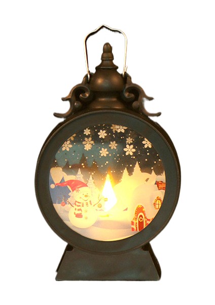 Noel Süsleri Rüzgar Lambası Vintage Mum Lambası Gece Lambası Fener Noel Baba Kolye Tatil Masa Süsleri (Yurt Dışından)