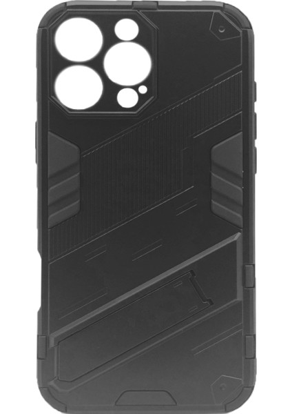 Apple iPhone 16 Pro Matrix Serisi Armor Standlı Perfect Koruma Kılıf - Siyah AL3416