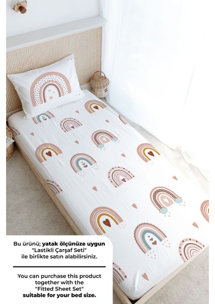 Tek Kişilik Nevresim Takımı (160X220) - Iconic Serisi - Somon Yıldızlı Gökkuşağı