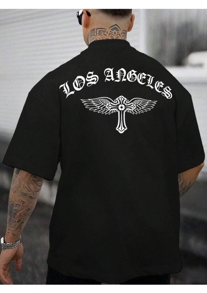Maryland United States Süprem T-Shirt - Siyah Baskılı Oversize Bisiklet Yaka Tişört