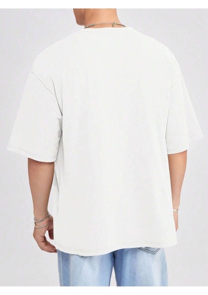 Basic Süprem T-Shirt - Beyaz Oversize Bisiklet Yaka Tişört fiyatları