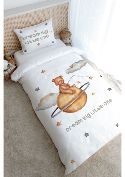 Tek Kişilik Nevresim Takımı (160X220) - Pure Baby Serisi - Yıldız Tutan Ayı