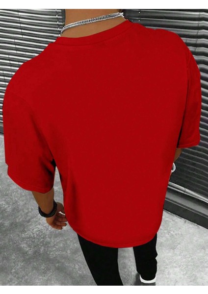 Paris Çizgi Süprem T-Shirt - Kırmızı Baskılı Oversize Bisiklet Yaka Tişört fiyatları