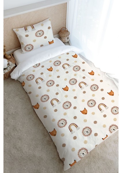 Tek Kişilik Nevresim Takımı (160X220) - Iconic Serisi - Vintage Aslan ve Gökkuşağı