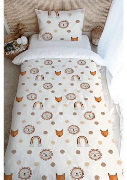 Tek Kişilik Nevresim Takımı (160X220) - Iconic Serisi - Vintage Aslan ve Gökkuşağı fırsatları