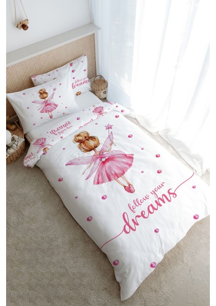 Tek Kişilik Nevresim Takımı (160X220) - For Baby Serisi - Topuzlu Pembe Peri