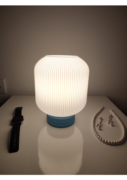 Forenzahome Luna Modern Tasarımlı Şık Abajur | Dekoratif Masa Lambası Yatak Odası, Salon ve Ofis Aydınlatma, Gece Lambası