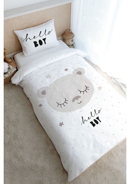 Tek Kişilik Nevresim Takımı (160X220) - Iconic Serisi - Kahverengi Kulaklı Ayıcık