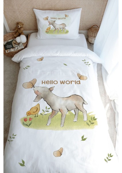 Tek Kişilik Nevresim Takımı (160X220) - Pure Baby Serisi - Kelebekle Oynayan Kuzu fırsatları