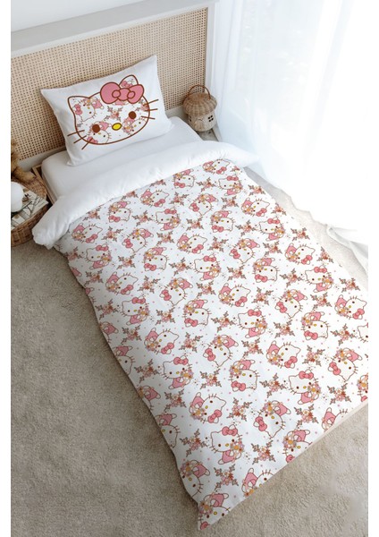 Tek Kişilik Nevresim Takımı (160X220) - Cartoon Serisi - Hello Kitty Pattern
