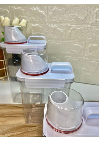 3lü Ölçü Kapaklı 2300/1800/1100 ml Saklama Kabı Vakumlu Akrilik Erzak Kabı fırsatları