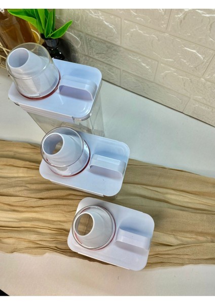 3lü Ölçü Kapaklı 2300/1800/1100 ml Saklama Kabı Vakumlu Akrilik Erzak Kabı indirimleri