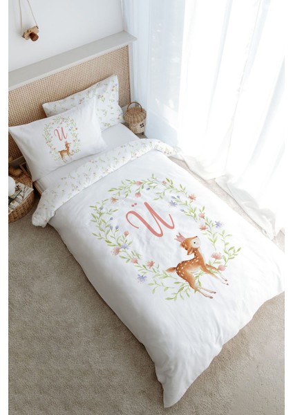 Tek Kişilik Nevresim Takımı (160X220) - Little Deer Series - Ü Harfi