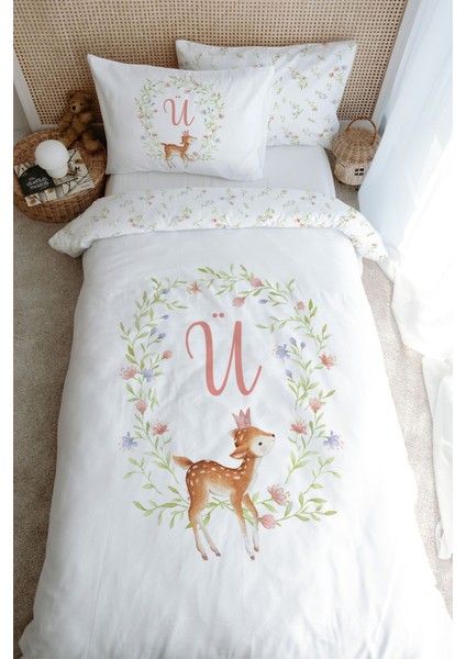 Tek Kişilik Nevresim Takımı (160X220) - Little Deer Series - Ü Harfi