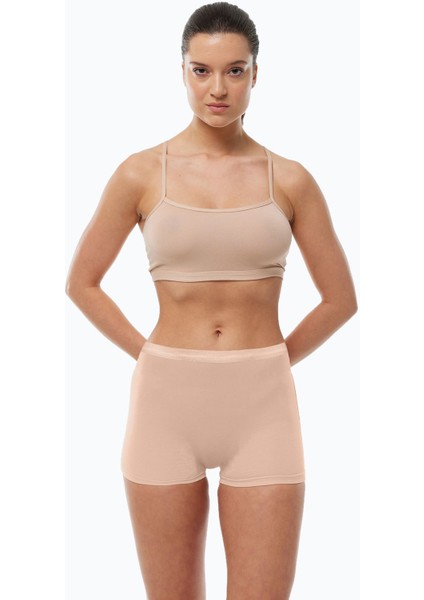 Kadın Ten Rengi Iz Yapmayan Modal Yüksek Bel Boxer 108