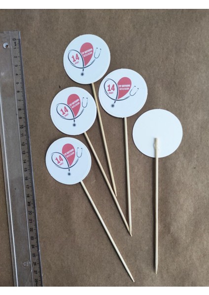 15 cm Uzun Kürdan - 20 Adet 14 Mart Tıp Bayramı Kutlu Olsun Baskılı Kokteyl Kürdanı modelleri
