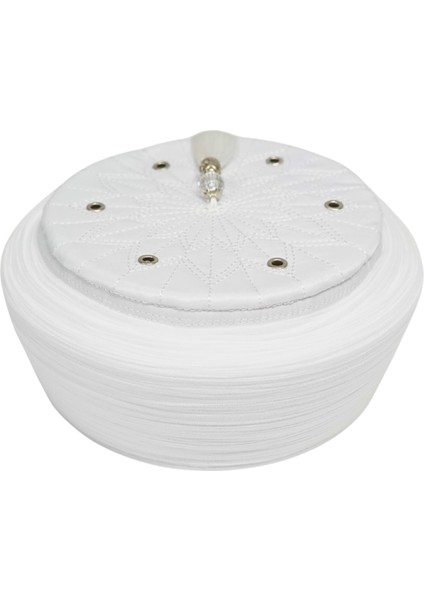 Imam Sarığı-Beyaz Kumaş-Beyaz Takke-Düz Sarım-Kuş Gözlü-7 Metre