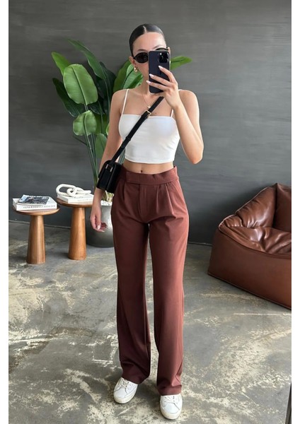 Likralı Esnek Krep Kumaş Palazzo Pantolon modelleri