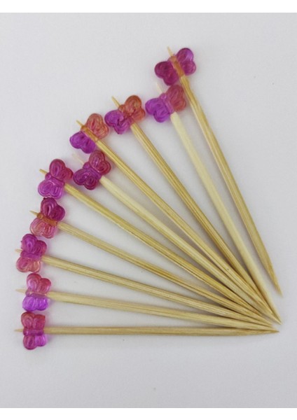 100 Adet Dekoratif Mini Pembe Kelebek Boncuklu Pasta Kürdanı 6,5 cm - Kelebek 6 mm fiyatları
