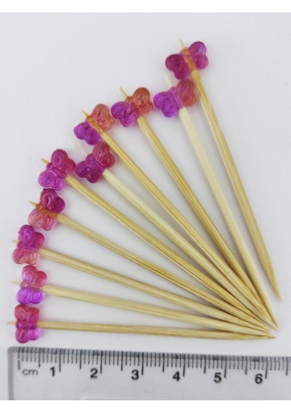 100 Adet Dekoratif Mini Pembe Kelebek Boncuklu Pasta Kürdanı 6,5 cm - Kelebek 6 mm modelleri
