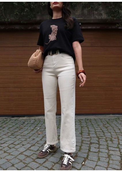 Likralı Flare Jean