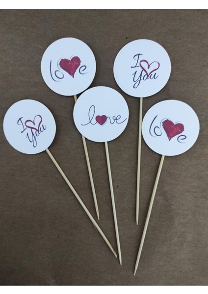 15 cm Uzun Kürdan - 20 Adet Love Baskılı Kokteyl Kürdanı - Sevgililer Günü Kürdanı fiyatları