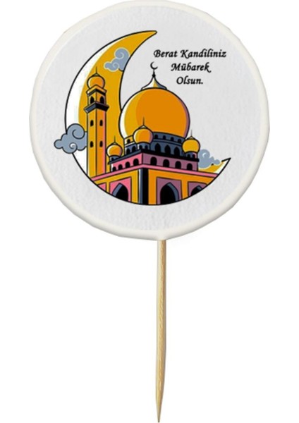 20 Adet Dekoratif Berat Kandiliniz Mübarek Olsun Baskılı Kürdan 6,5 cm fiyatları