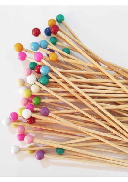15 cm Uzun Kürdan - 50 Adet Renkli Yuvarlak Boncuklu Kokteyl Karıştırıcı - Boncuk 8 mm fiyatları