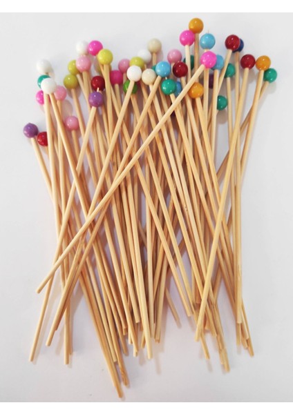 15 cm Uzun Kürdan - 50 Adet Renkli Yuvarlak Boncuklu Kokteyl Karıştırıcı - Boncuk 8 mm modelleri