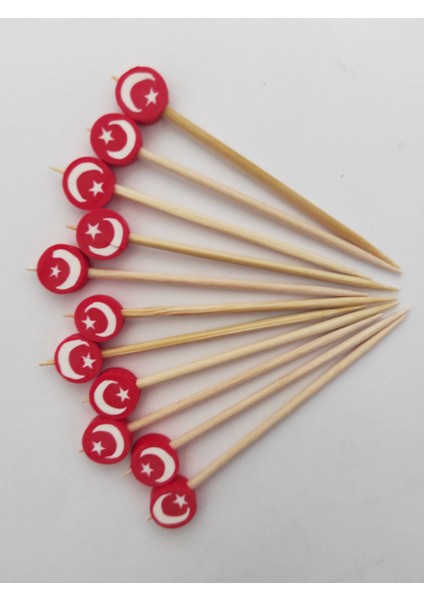 100 Adet Dekoratif Ay Yıldızlı Boncuk Pasta Kürdanı 6,5 cm - Boncuk 8 mm fiyatları