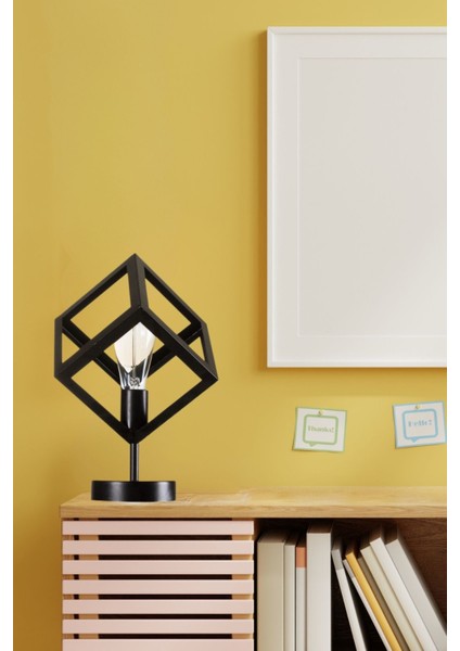 Yıldız Home Küp Masa Tekli Rustik Abajur Siyah modelleri