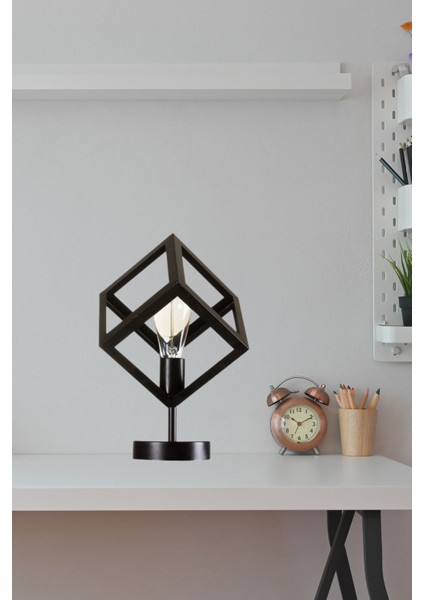 Yıldız Home Küp Masa Tekli Rustik Abajur Siyah fırsatları