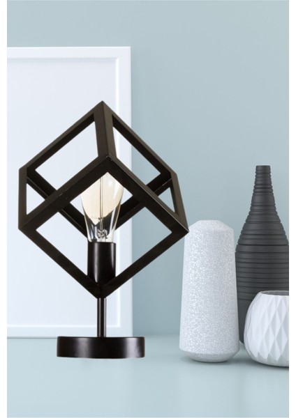 Yıldız Home Küp Masa Tekli Rustik Abajur Siyah indirimleri
