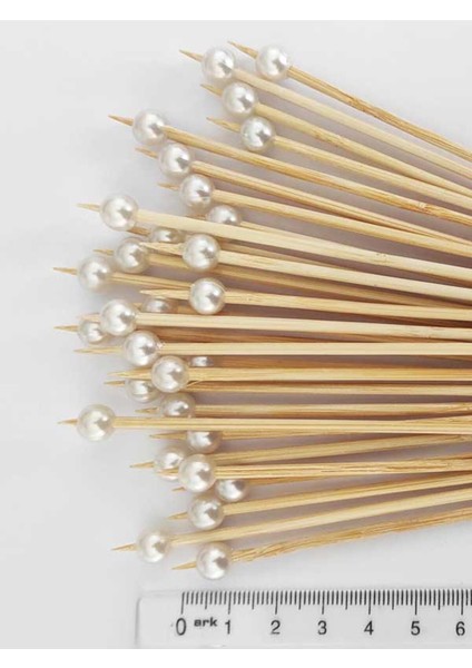 15 cm Uzun Kürdan - 30 Adet Dekoratif Krem Küçük Incili Kokteyl Karıştırıcı Inci 8 mm modelleri