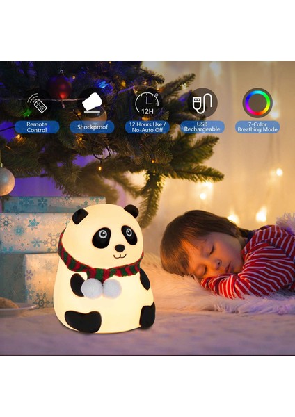 Panda gece lambası çocuklar ıçin gece ışıkları dokunmatik sensörlü renkli masa lambası
