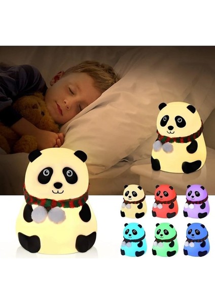 Panda gece lambası çocuklar ıçin gece ışıkları dokunmatik sensörlü renkli masa lambası