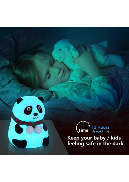 Panda gece lambası çocuklar ıçin gece ışıkları dokunmatik sensörlü renkli masa lambası