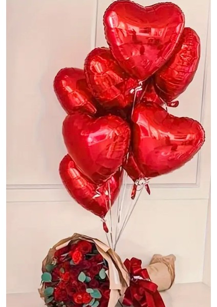kırmızı kalp folyo balon parlak 5 adet 45 cm fiyatları