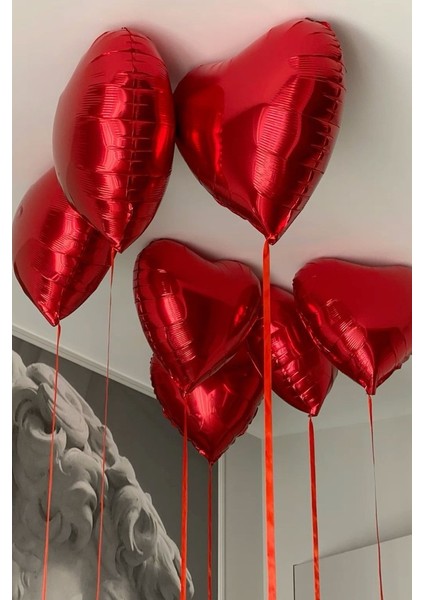 kırmızı kalp folyo balon parlak 5 adet 45 cm indirimleri