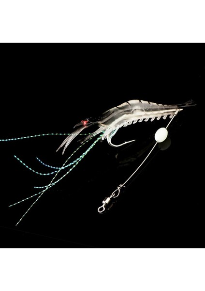 Fosforlu Silikon Karides Sahte Yem 4 (Beyaz/kırmızı/yeşil/sarı) Renk Set 6 gr 8 cm